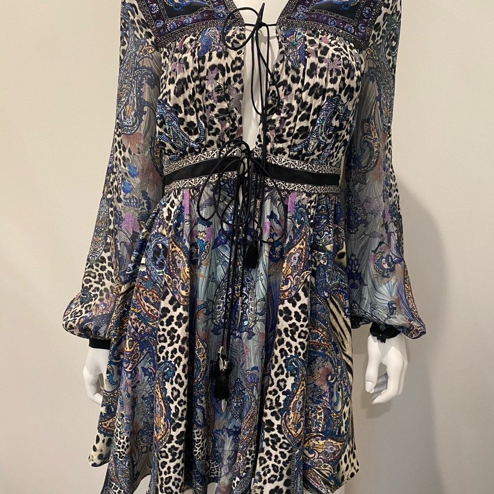 Camilla crepe de chine tasseled dress new M - Picture 12 of 13